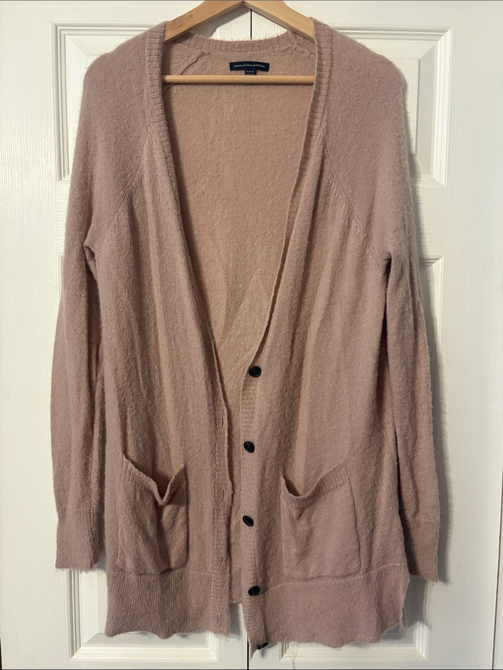 American Eagle Blush Pink Open-Front Cardigan Sweater